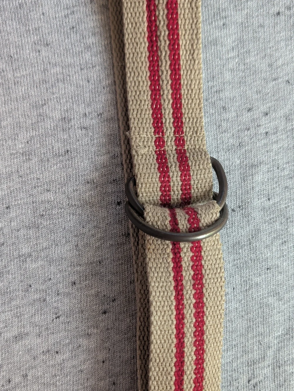 Canvas Belt Vintage Red Stripe Ring Buckle 44